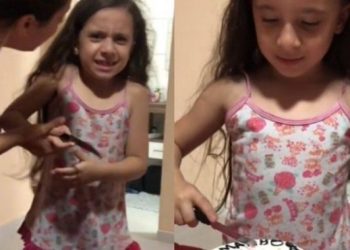 Menina surta pra não cortar bolo de aniversário ‘de baixo pra cima’