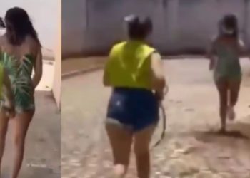 VÍDEO: Corna larga a chicotada nas costas da amante ao flagrar traição do boy