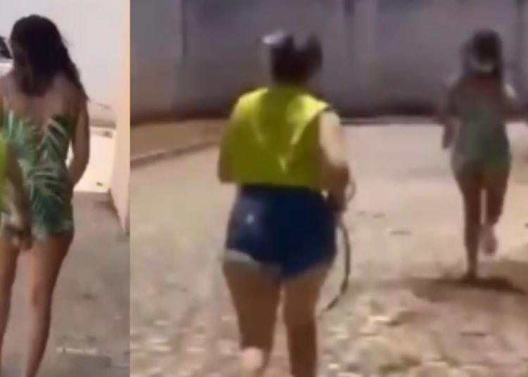 VÍDEO: Corna larga a chicotada nas costas da amante ao flagrar traição do boy