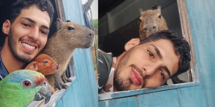 Amazonense bomba na Web ao mostrar amizade sincera com Capivara