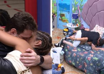 Key Alves e Gustavo movimentam edredom no quarto do líder