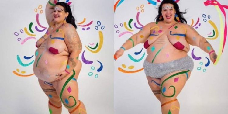 Dançarina Thais Carla se inspira em personagem “Globeleza” para fantasia de carnaval