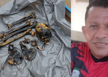 Parte e uma ossada humana foi encontrada pelos mergulhadores no km 25 da BR-319, onde uma ponte caiu no dia 28 de setembro de 2022.