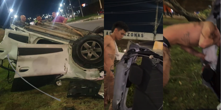 Carro ‘banda’ ao meio e jovens sobrevivem a grave acidente na Torquato