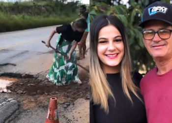 Filha volta ao local de acidente para tapar buraco que matou o pai