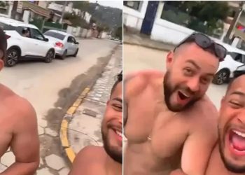 Um carro ocupado só por mulheres bateu na traseira de outro veículo enquanto elas estavam distraídas elogiando dois homens na. Mulheres se