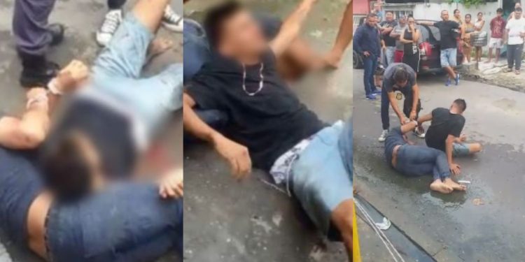 A dupla apanhou da população após uma vítima reagir a um assalto no bairro Petrópolis, em Manaus. Porém a vítima era policial.