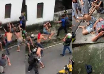 Dois supostos assaltantes foram espancados pela população nesta quarta-feira (08) no bairro Coroado em Manaus.
