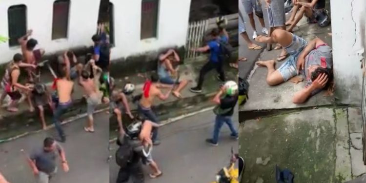 Dois supostos assaltantes foram espancados pela população nesta quarta-feira (08) no bairro Coroado em Manaus.
