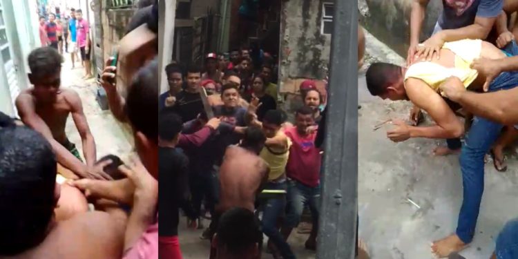 Vídeos divulgado nas redes sociais, mostra a população do bairro Lagoa Verde em Manaus revoltada arrebentando um assaltante.