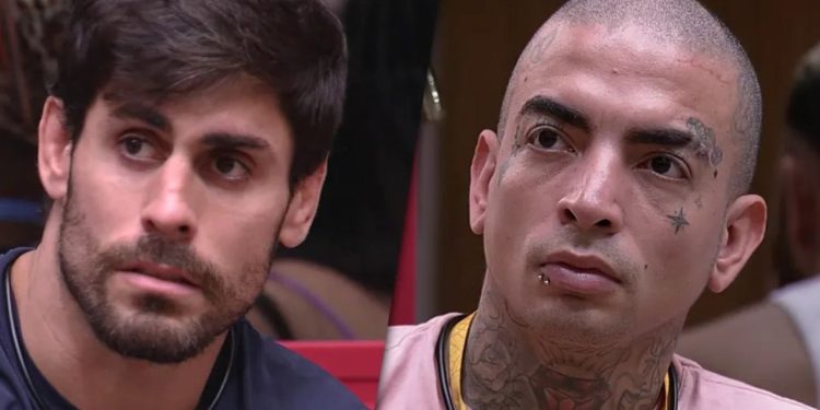 Tadeu Schmidt conversou com os brothers ao vivo para fazer um anúncio importante: Cara de Sapato e MC Guimê são eliminados do BBB 23.