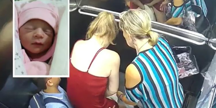 Uma mulher identificada como Barbara Trindade Passos Casela, de 34 anos, deu à luz, em pé, no elevador do prédio onde mora em Cuiabá.