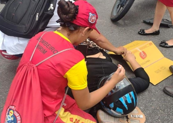 Bombeira Mirim presta socorro à vítima de acidente de trânsito