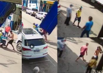 Um funcionário da Zona Azul foi espancado por um grupo de homens na última quinta-feira (23), enquanto trabalhava na rua Floriano Peixoto