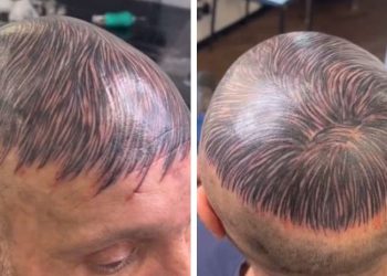 Um vídeo publicado na rede social Tik Tok viralizou na internet e chamou atenção dos internautas. Calvo tatua.