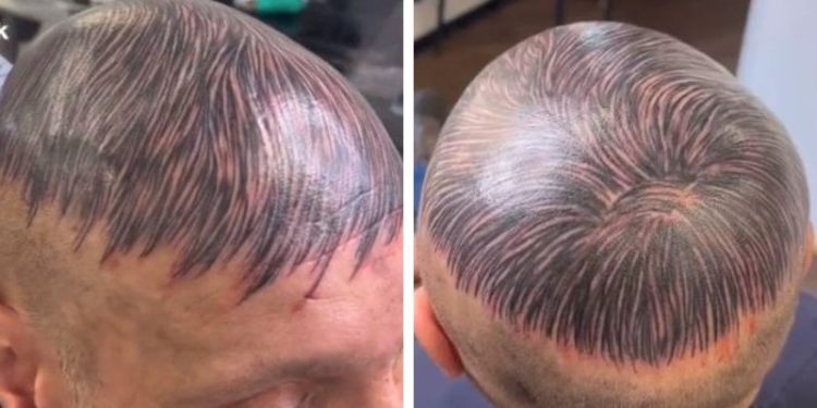 Um vídeo publicado na rede social Tik Tok viralizou na internet e chamou atenção dos internautas. Calvo tatua.