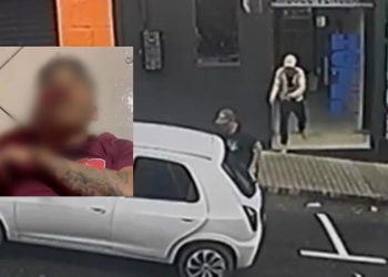 Uma câmera registrou um jovem sendo executado a tiros dentro de um bar situado na rua Lobo D’almada, no Centro de Manaus.