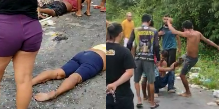 Vídeo: Motorista embriagado atropela cinco pessoas e leva surra