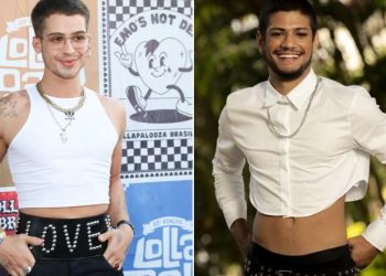 Os homens também entraram na moda e o cropped já virou tendência entre eles João Guilherme, Gabriel Santana, Ricardo Alface. Cropped vira