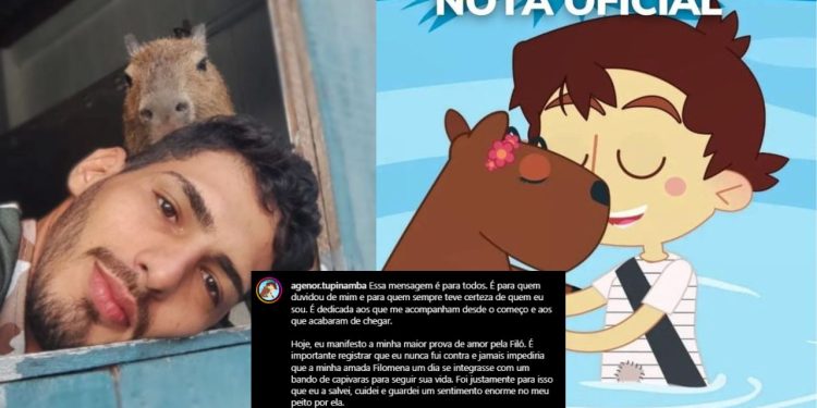 O amazonense Agenor Tupinambá anunciou em um texto emocionante, que a sua grande amiga, a capivara Filó, foi levada pelo Ibama