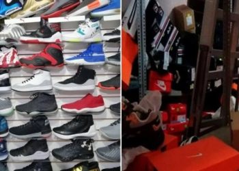 Três criminosos invadiram uma loja de sapatos na cidade de Huancayo, no Peru, e fugiram com mais de 200 tênis. Ladrões roubam.