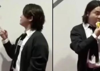 Estudante de arte come banana colada na parede avaliada em R$ 600 mil ‘porque simplesmente ele estava com fome’.