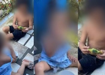 Os moradores do bairro Coroado em Manaus se depararam com duas crianças que haviam sido abandonadas por um homem.