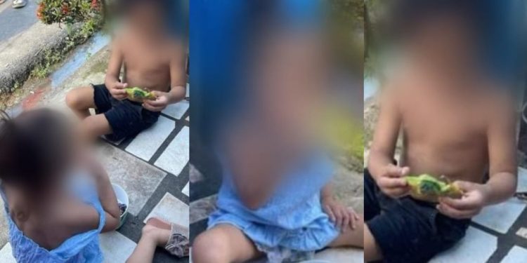 Os moradores do bairro Coroado em Manaus se depararam com duas crianças que haviam sido abandonadas por um homem.