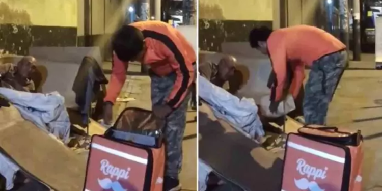 Entregador paga por pedido cancelado e dá comida para idosos que vivem na rua