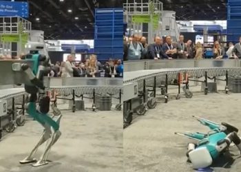 Um vídeo de um robô “desmaiando” após trabalhar por 20 horas seguidas viralizou nas redes sociais. Robô ‘desmaia’