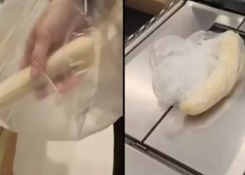 Para economizar dinheiro, homem descasca bananas antes de pesá-las