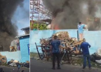 VÍDEOS: Incêndio atinge galpão de alegoria do Caprichoso