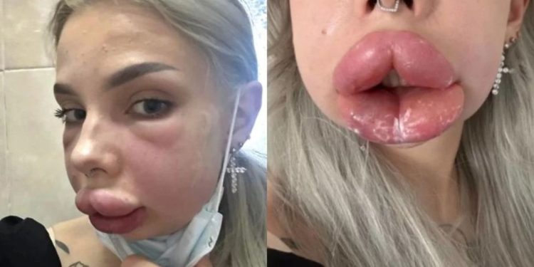 Influenciadora escapa da morte e fica deformada após reação a procedimento labial