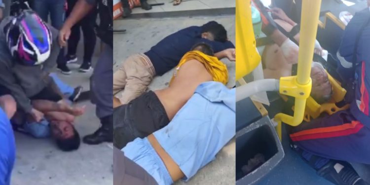 VÍDEO: Passageiros agridem criminosos que esfaquearam motorista da linha 678