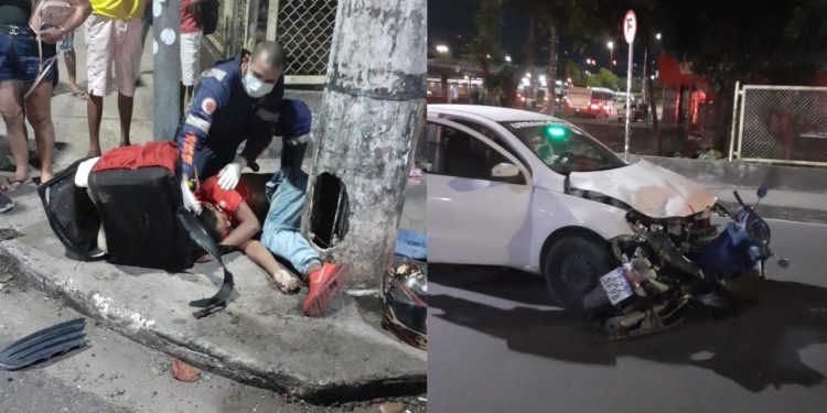 Entregador morre após ultrapassar o sinal vermelho e colidir com carro no Coroado