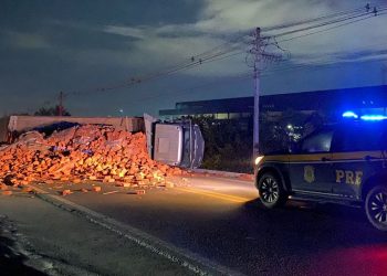 Vídeo: Motorista bêbado foge após colidir com caminhão cheio de tijolos