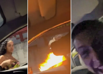 Vídeo: Homem ateia fogo em garotas de programa na Avenida Brasil e cai na risada