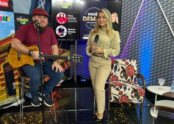 Miss Embaixadora do Amazonas, Tifane Laramão e o músico Marcos Moreno no programa “Você é Demais”