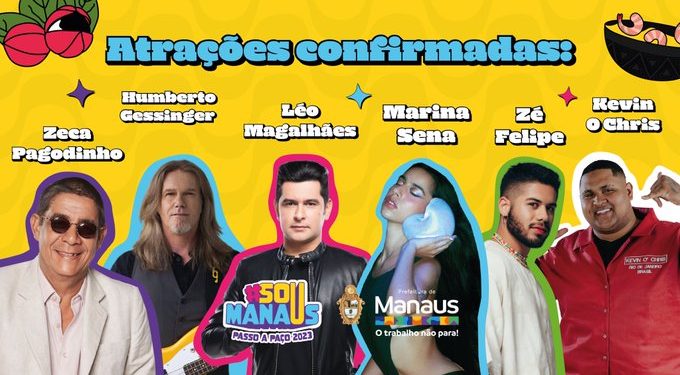 Prefeito anuncia Zé Felipe, Léo Magalhães, Marina Sena e MC Kevin o Chris como atrações do ‘#SouManaus Passo a Paço 2023’