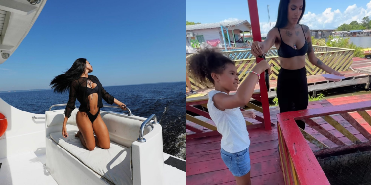 A cantora e ex-BBB 21 Pocah desembarcou em Manaus, na quinta-feira (20), acompanhada da filha e dos amigos. Vídeo: