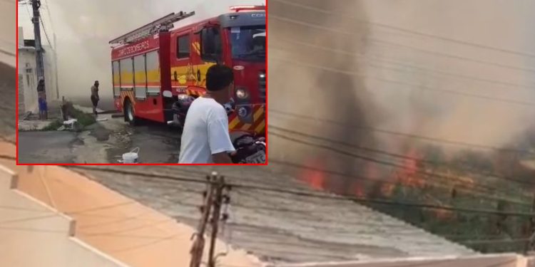 Moradores ficam desesperados com incêndio no bairro Santo Antônio; veja vídeos