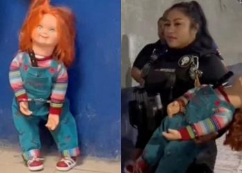 Chucky algemado e preso por ‘ameaçar’ pessoas com faca no México