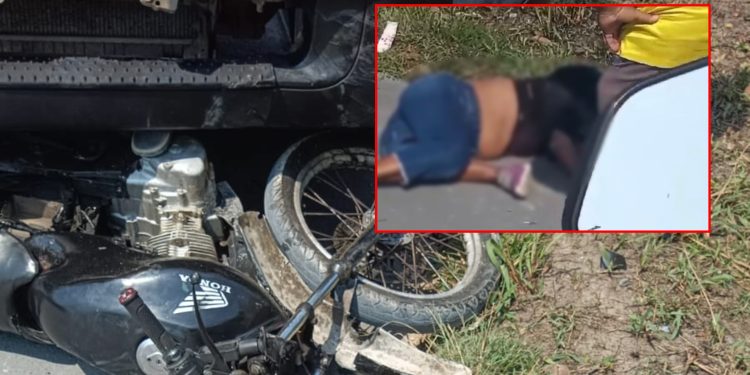 Casal e criança em moto são atropelados por caminhão na zona Leste de Manaus
