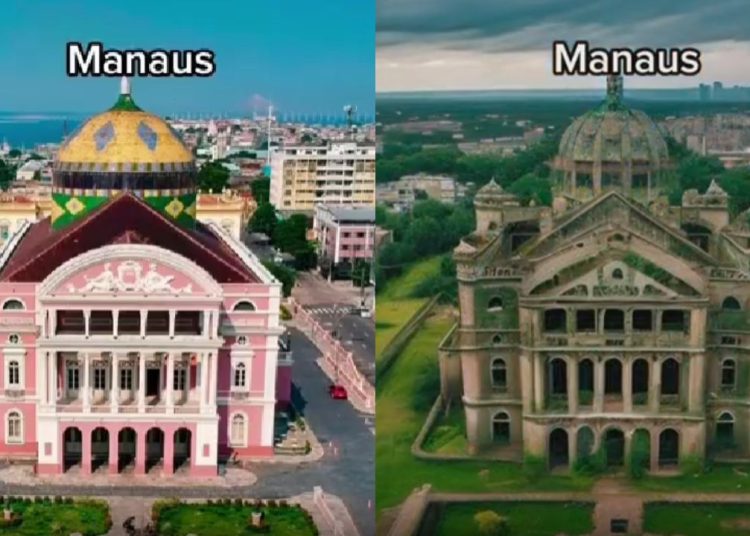 Inteligência Artificial mostra como ficaria Manaus e outras cidades sem a presença dos humanos