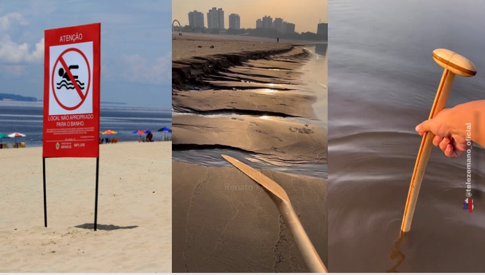 Um Buraco Com Areia Movediça Fechada Na Praia No Verão Foto de