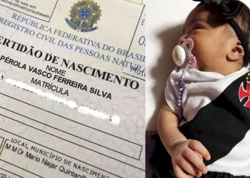 Fanático coloca o nome da filha de 'Vasco' e manda foto da certidão pra esposa: "está feito"