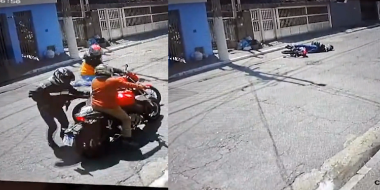 Um adolescente de 17 anos morreu na terça-feira (7) depois de participar do roubo de uma moto e passar mal na. Veja momento