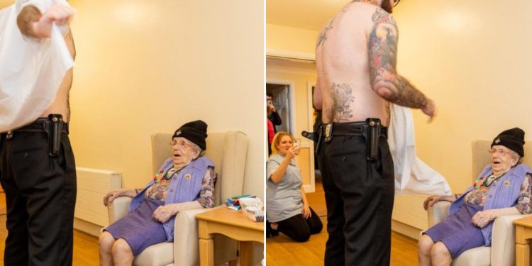 Monica Ruddick, a moradora mais velha de uma casa de repouso em Walsingham, na Inglaterra, comemorou a chegada de. Após voltar