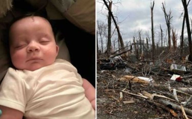 Um bebê foi achado vivo em cima de uma árvore caída após ter sido levado por um tornado no Tennessee, nos Estados Unidos. Tornado leva