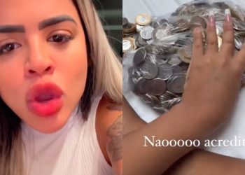 Garota de programa fica revoltada após receber pagamento de cliente em moedas; VÍDEO